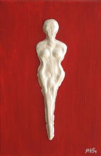 Frau in Silber, Acryl/Strukturmasse auf Leinwand, 20 x 30 cm