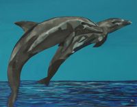 Delfine, Acryl auf Leinwand, 100 x 80 cm